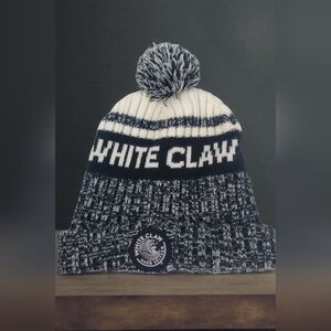 WHITE CLAW HARD SELTZER BEANIE HAT Beer WINTER POM POM BLACK & WHITE UNISEX